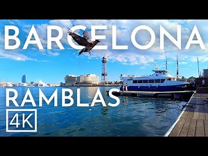 RAMBLAS Barcelona walking tour SPAIN 4K