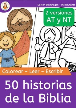 50 Bible Stories / Historias de la Biblia – Coloring & Writing Spanish / Español