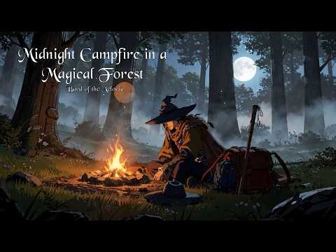 Relaxing Medieval Fantasy Study Music – Deep Focus for Study | Midnight Campfire in a Magical Forest