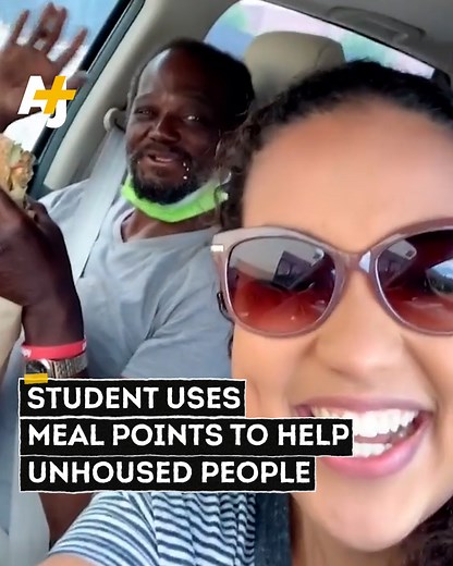 1.4M views · 55K reactions | This college student is going viral on TikTok after using her leftover meal points to create care packages for unhoused people in St. Louis. | AJ+ | Facebook