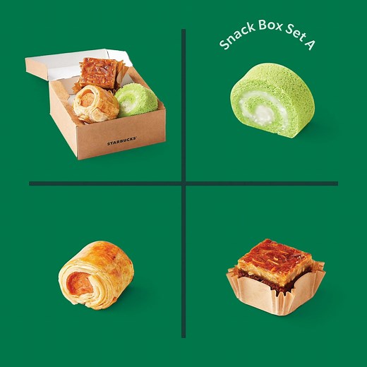 Snack Box For All Occasions. ไม่ว่าโอกาสไหนก็อร่อยกับ Starbucks Snack Box เซ็ทขนมไซส์พอดีคำ ใน 1 เซ็ทมาพร้อมขนม 3 เมนู มีให้เลือกถึง 4 เซ็ท จะประชุม สัมมนา หรือปาร์ตี้ก็อร่อยแบบง่ายๆ ได้แล้ว สามารถสอบถามรายละเอียดเพิ่มเติมกับน้องๆ บาริสต้า ณ สาขาที่ร่วมรายการได้เลยค่ะ * เฉพาะร้านสาขาในกทม. ปริมณฑล ชลบุรี และระยอง * สั่งขั้นต่ำเซ็ทละ 35 กล่อง * กรุณาสั่งล่วงหน้าอย่างน้อย 5 วันทำการ * ชำระเงินที่หน้าเคาท์เตอร์สาขา ณ วันที่สั่งสินค้า * ขนมในเซ็ทเป็นขนาดมินิ * สงวนสิทธิ์ในการยกเลิกสินค้าหากชำระเงินแ