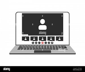 Videocall interface, video call screen icons and UI template for laptop, vector overlay. Video conference or videocall online chat mockup for laptop Stock Vector Image & Art - Alamy
