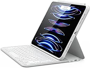 ESR iPad Keyboard Case for iPad Pro 11 inch (1st, 2nd, 3rd, 4th Generation) and iPad Air (4th, 5th Generation), iPad Magnetic Detachable Keyboard Case, Multi Adjustable Mode, Light and Portable, White