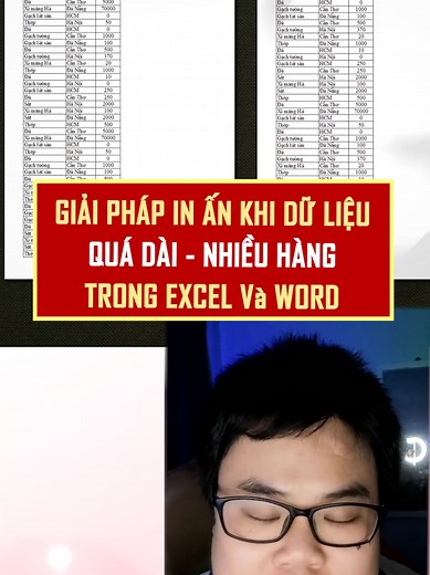 Mẹo in dữ liệu quà dài và nhiều hàng trong Excel, Word