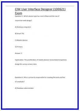 CIW User Interface Designer 1D0621 Exam 636x882