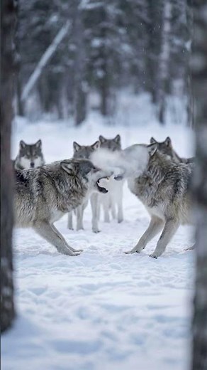 Wolf Showdown: Alpha Battle in a Blizzard