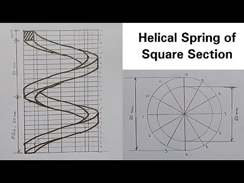 Helical Spring of Square Section | Engineering Drawing