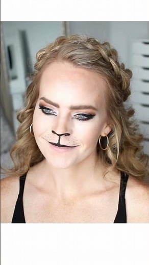 Halloween Lioness Transformation | Voluminous Hair + Golden Glam Makeup