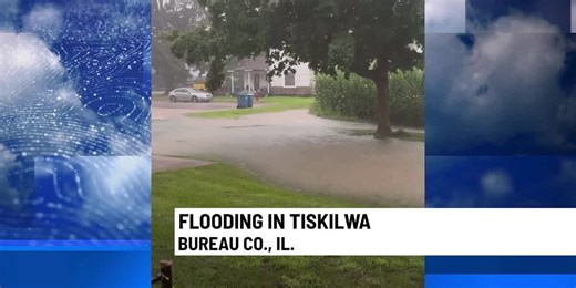 Flooding in Tiskilwa, IL in Bureau County