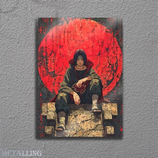 Itachi Uchiha Red Moon Metal Poster, Naruto Shippuden Wall Art, Akatsuki Print - Etsy