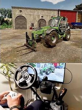 FS25 Merlo telehandler loading bales Thrustmaster Farmstick Steering Wheel #dkgc #merlo #farming