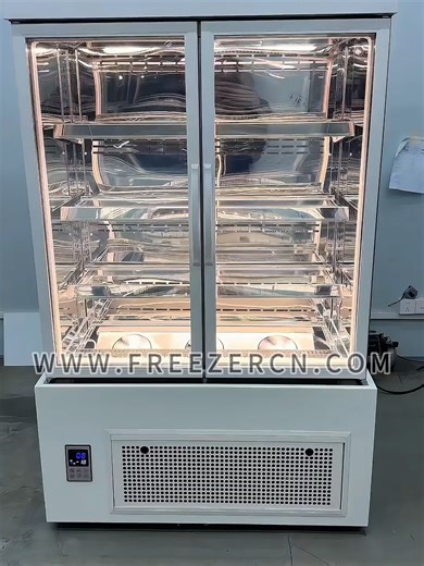 Our 5-tier vertical cake display cabinet shines among premium bakery display cases. This cake display cabinet optimizes vertical space for various desserts, with precise cooling to lock freshness. Crystal-clear glass enhances visibility, tempting customers instantly. Sleek, space-saving, it fits all bakery styles. As one of the most reliable bakery display cases, this cake display cabinet elevates your presentation and drives sales effectively, a wise investment for your business. #cakedisplayca