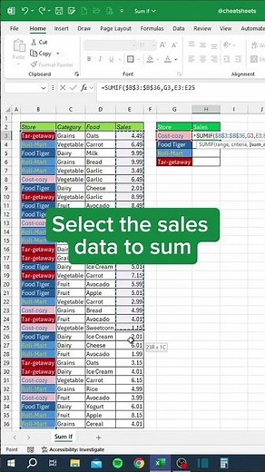 Sum If in Excel! #tutorial