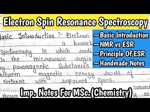 ELECTRON SPIN RESONANCE SPECTROSCOPY | Basic Introduction | Principle of ESR | MSc. Notes |