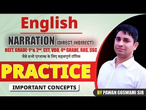 Narration (Direct–Indirect) Practice | English Grammar for REET, RAS, SSC, CET, VDO, 4th Grade
