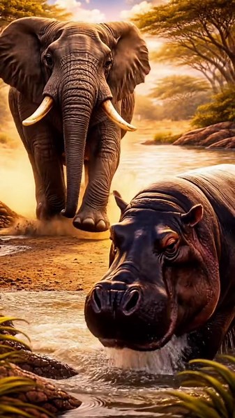 ช้าง ปะทะ ฮิปโป #ช้าง #ฮิปโป #factshop #ฟีด #ปะทะ