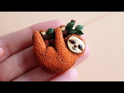 Miniature cute Sloth. Made from polymer clay. Tutorial. DIY. Миниатюрный ленивец