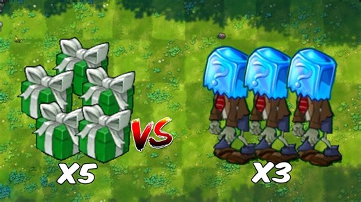 PVZ Fusion - 5个绿色框随机融合植物对抗3个钻石头僵尸 - 谁会赢?