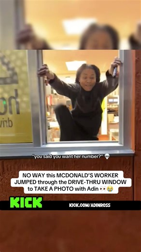 NO WAY this MCDONALD’S WORKER JUMPED through the DRIVE-THRU WINDOW 👀😭 #adinross #kickstreaming