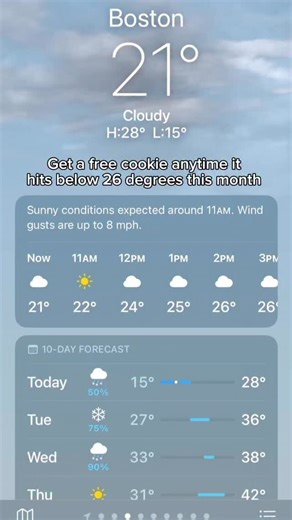 this week only Insomnia Rewards Members get a FREE classic cookie in-store with the purchase of any item when the weather gets below 26 degrees Fahrenheit outside.* Here’s how: ❄️ come in-store, check-in to Insomnia Rewards ❄️ show your weather app, purchase any item, get a free Classic cookie. Offer valid at participating stores through 1/31 | Insomnia Cookies