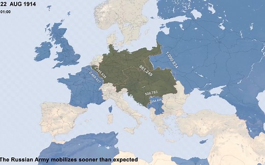 【历史地图】第一次世界大战战线变化图:每日(1914～1918)「World War I」