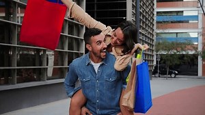 Smiling Man Carries His Girlfriend Piggyback Stock Footage Video (100% Royalty-free) 3553651457 | Shutterstock