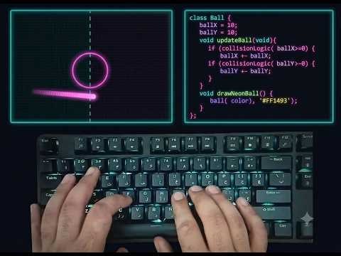 ASMR Programming | Coding a Neon Pong Game (No Talking)