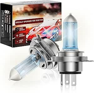 H4 Headlight Bulbs, 60/55W Super Bright H4/9003 Halogen Headlight Bulb, IP67 Waterproof, High/Low Beam Headlight Bulb and Fog Light Bulb Halogen Replacement Bulbs, Pack of 2, 80008230