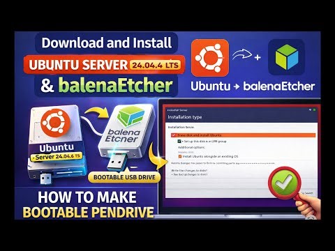 Ubuntu Server 24.04 LTS Install 🔥 | Bootable USB with Rufus & balenaEtcher (Easy Guide)