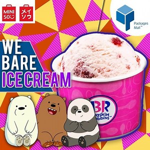 10K views · 121 reactions | The 'We bare bears' love slurping on some creamy ice cream to celebrate #Miniso's 2nd floor store turning 1. Why not head down to #PackagesMall to visit Miniso's 2nd floor store to purchase some adorable 'We Bare Bears' merchandise amounting to PKR 3,000. The bears will return the gratitude by treating you to a free scoop of ice cream from #BaskinAndRobbins! #MinisoTurns1 #WhereLahoreComesToShop | Packages Mall | Facebook