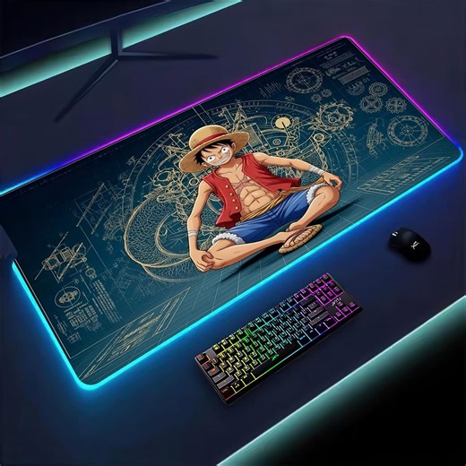 RGB Anime Mouse Pad, Vintage Japanese Desk Mat, XXL LED One Piece Inspired Desk Mat, Aesthetic Cartoon Desk Pad - Etsy