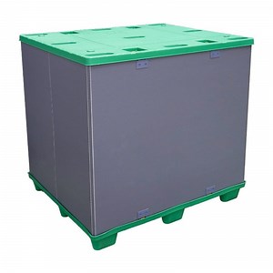 [Hot Item] Bulk Shipping Transportation Reusable Stackable Polyreeflex Collapsible Pallet Crate with Corrugated Lid for Large Packs Warehouse Storage