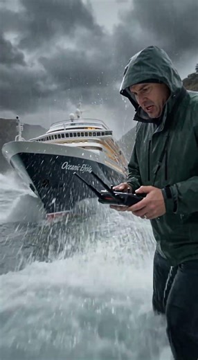 Tiny Cruise Ship Breaking In Storm 🌊 #rcboats #cruise #storm #miniatureships #viral