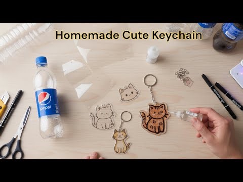 How to make Cute Keychain into plastic bottles | Homemade Easy Craft 
