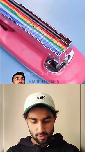 🌈 Rainbow Stapler lines hack #schoolhacks #experiment