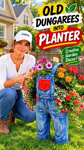 I Turned Old Dungarees Into a Beautiful Garden Planter 🌸🌿 | DIY Garden Decor