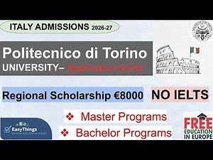 Politecnico di Torino University Italy, Admissions 2026, Master & Bachelor| Application Process