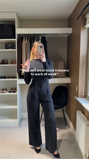Lou Sleightholm on Instagram: "Styling black trousers to work! A lot of pieces are old but comment WORK for links and I’ll send what I can find ☺️ Hope everyone’s having a lovely week so far! Lou x"