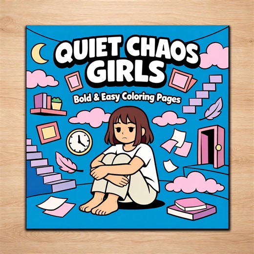 Girl Coloring Pages – Bold and Easy Calm Surreal Designs - Etsy