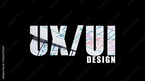 UX UI text and design and inside a paper drawn template of a future UX design on a black background