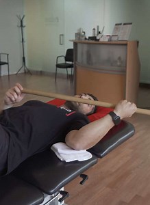 Supine Shoulder External Rotation - PROM, Dowel - [P]rehab