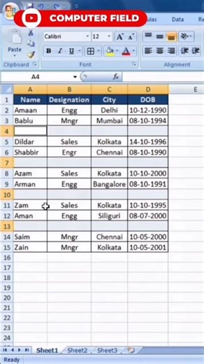 Delete Blank Rows in Excel in Seconds | Simple Excel Trick ‪@Expert_Bano‬ #short #ytshorts