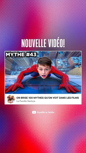La Famille Ventura on Instagram: "NOUVELLE VIDÉO !! 🤩🎬 Parfois, quand on regarde un film, une scène peut être tellement incroyable qu’on pourrait croire que c’est impossible à reproduire dans la vraie vie. Aujourd’hui, nous brisons quelques-uns de ces mythes ! DISPONIBLE SUR YOUTUBE 👉 La Famille Ventura"