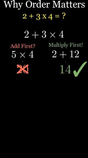 Why 2 + 3 \\times 4 is NOT 20! ❌ | Order of Operations #Shorts