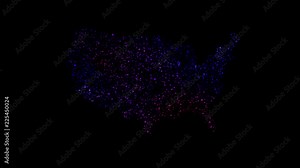 USA Political Map (Red State Blue State Particle Blend) [4K Zoom In]