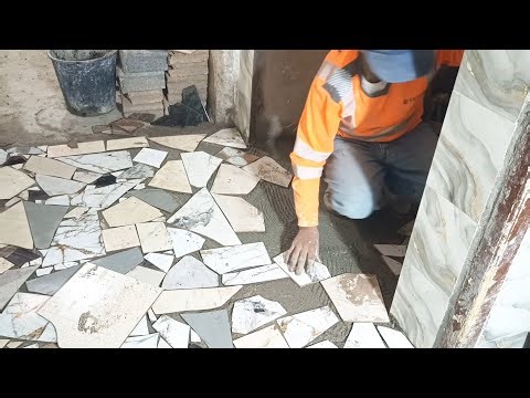 How to Install Broken Ceramic Tile Pieces on the Floor | Smart Reuse Method