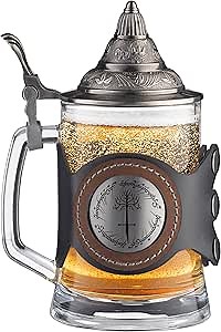 Lord Rings One Ring Tree of Gondor Beer Mug, Stein, Tankard (Glass with Conical Lid)