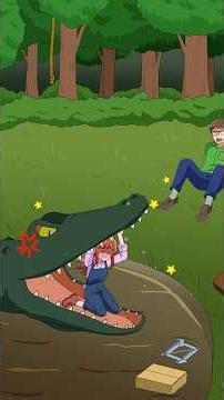 [Tricky Mean 2] The way to save a girl about to be eaten by a crocodile is insane lol #mobilegame...