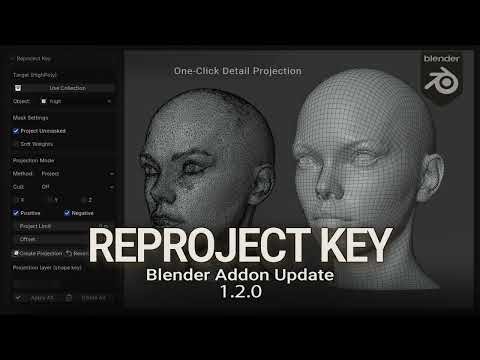 Blender Sculpt Addon: Reproject Key Tutorial–1.2.0 update & tips/雕刻投射投影插件/프로젝트