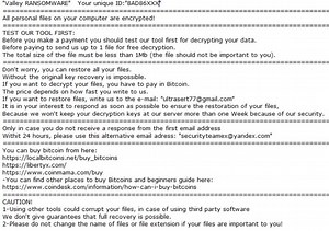 .Valley Virus File (Valley Ransomware) - How to Remove It
